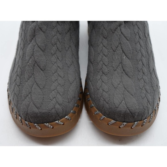 Muk Luks Ankle Boots Womens 9 Cable Knit Grey Hoboken Pull On Memory Foam Bootie - Picture 6 of 12